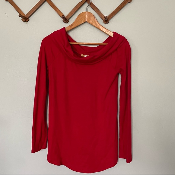 3/$25! Red Piko Cowl Neck Sweater - Picture 1 of 5
